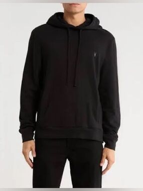 AllSaints Raven Pullover Ramskull Logo Hoodie.